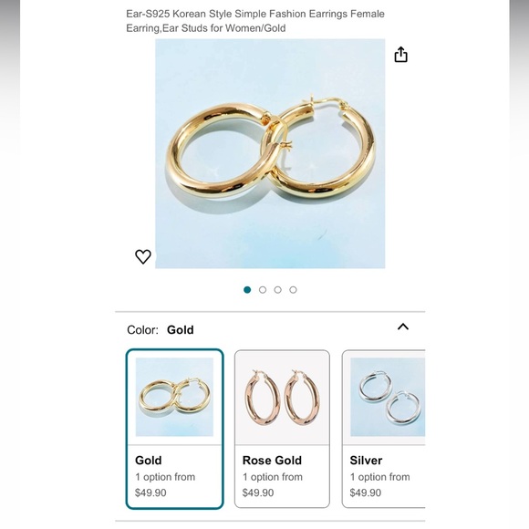 10K Vermeil 925 Gold Fill Hollow Hoop Earrings - Picture 2 of 6